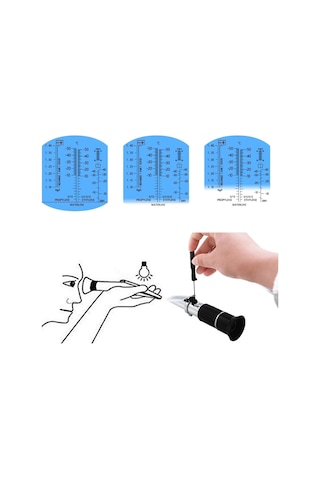 4'ü 1 Arada El Refraktometre Araç Üre Test Cihazı 30-35% Adblue Sıvı Glikol Pil Antifriz Konsantrasyon Ölçer Atc