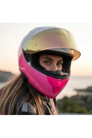 X340 Sweet Women Pembe-beyaz Kapalı Model Kask Güneş Vizörlü