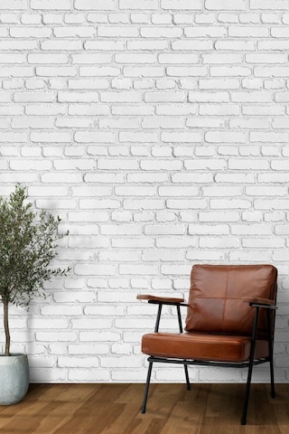 Zümrüt Exclusive Beyaz Tuğla Desenli Duvar Kağıdı 7900