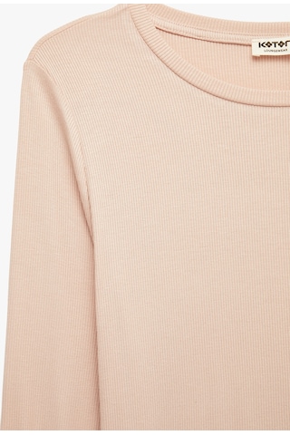 Koton Viskon Kumaş Rahat Kalıp Uzun Kollu Bisiklet Yaka Puantiyeli Pijama Takımı Pembe Desenli 7wlk40052mk