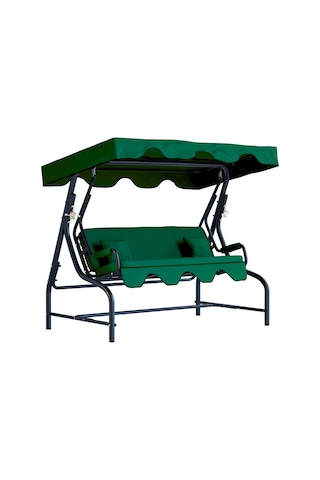 Bahçe Salıncağı 3 Kişilik Metal Salıncak Dalyan Koruma Kılıfı Hediye Yeşil