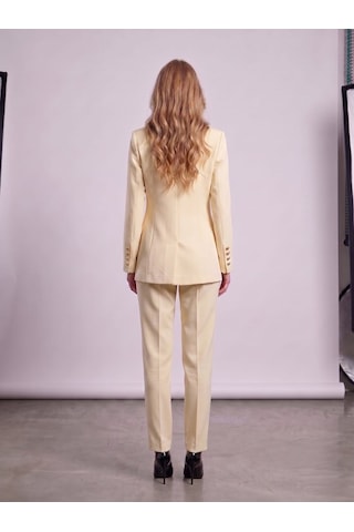 Prenses Kadın Regular Kesim Blazer Ceket Pantolon Takım Modern Trend Zamansız Sarı