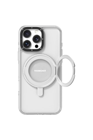 Apple iPhone 16 Pro Max Uyumlu Kılıf Magsafe Özellikli Parmak Ring Standlı Youngkit Pivot Serisi Kapak Şeffaf