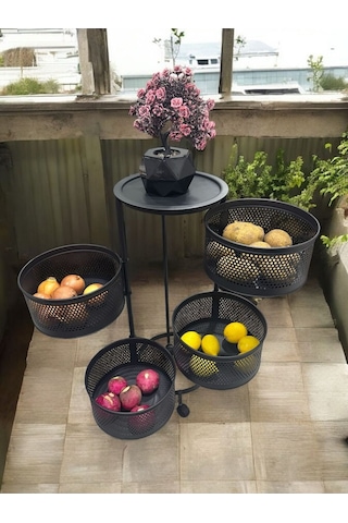 Magic Objects 4 Katlı Siyah Açılır Kapanır Sebzelik Siyah