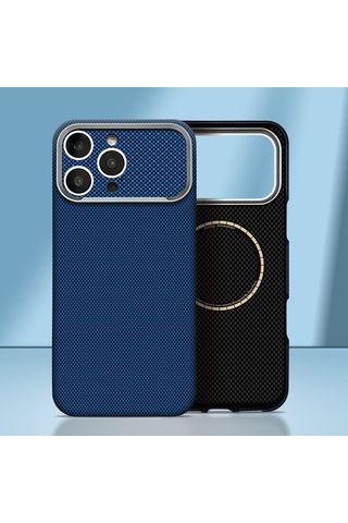 İphone 16 Pro Max Uyumlu Kılıf M-safe Şarj Özellikli Zore Paris Zerre Sert Pc Kapak Lacivert