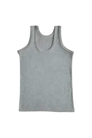 Uniquetrenders Erkek Çocuk İkili Set Pamuklu Penye 6 Atlet 6 Boxer Gri - Siyah