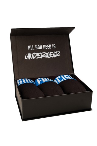 Gino Francisco Erkek Boxer 3'lü Paket Pamuklu Mavi Mood Serisi Premium Kutulu Set