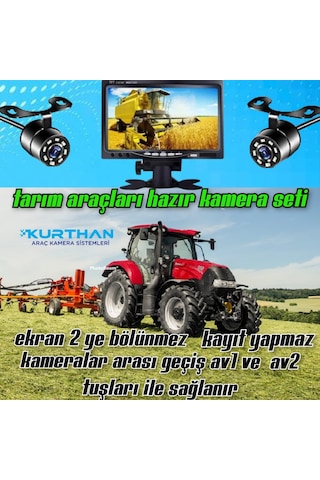 Tarımsal Araçlara 7 İnç Monitör Ve 2 Adet Beyaz Ledli Kamera Seti