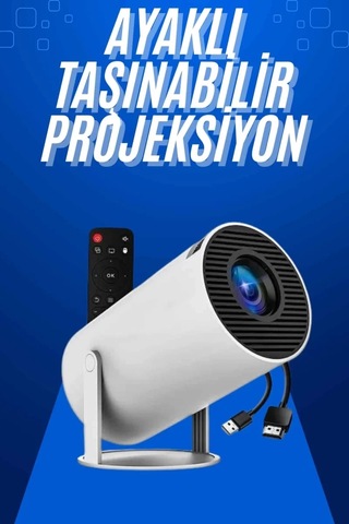Home Taşınabilir Projeksiyon Ayaklı Projektör Android Uyumlu Hdmı Girişli