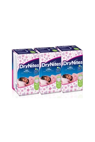 Drynites Kız 4-7 Yaş (17-30Kg)Small Gece Külotu 30 Adet (3Pk*10) 3'lü