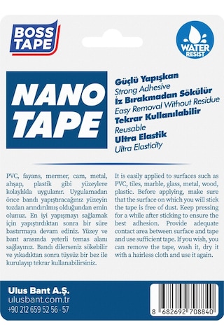 2 Metre Çok Güçlü Çift Taraflı Nano Bant Mavi