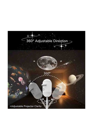 Usb Girişli Mini Yıldızlı Gökyüzü Projeksiyon - 12 Değiştirilebilir Film Kartlı Astronot Kapsülü Oda Aydınlatması