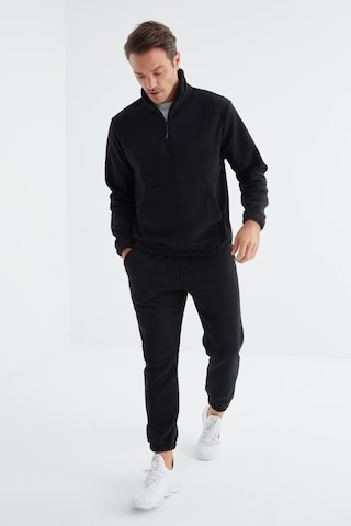 Tommy Life Lacivert Yarım Fermuar Dik Yaka Lastik Paça Polar Erkek Eşofman Takımı - 85159 Lacivert