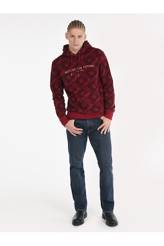 Colin's Colins Regular Fit Baskılı Kapüşonlu Mor Erkek Sweatshirt Mor