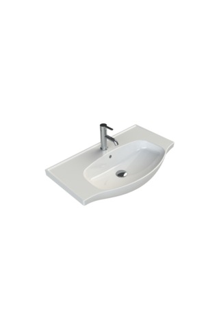 Özceden Leylak 80 Cm Beyaz Mdf Seramik Lavabolu Asma Banyo Alt Dolabı