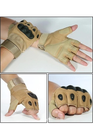 Yarım Parmak Cay224 M Beden Korumalı Taktik Eldiven Kahve