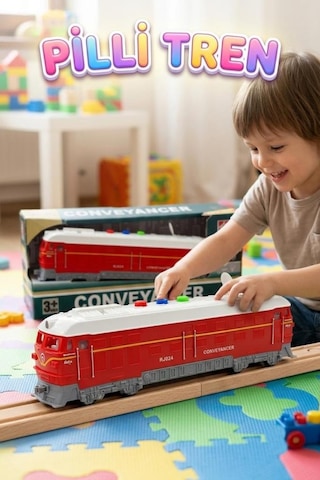 Conveyancer Sesli Ve Işıklı Oyuncak Model Tren - 22 Cm Pilli Eğitici Oyuncak Tren