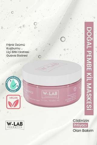 W-Lab Cosmetics Arındırıcı Doğal Pembe Kil Maskesi 250 ML