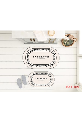 Eco Concept Kaymaz Taban Bathroom Yazılı Estetik Banyo Paspası Bej