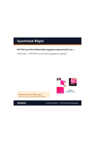 Trobus Ppf/tph Cam Filmi Silikon Rakle Uygulama Aparatı 6,5x7,5 Cm Pembe