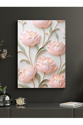 Pembe Soft Çiçek Canvas Tablo Ev Ofis Mutfak Dekorasyonu Kanvas Duvar Tablo
