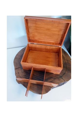 El Boyaması Eskitme Kahve Rengi Bölmeli Ahşap Kutu