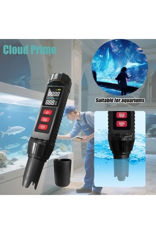 Xuweiwei Black Cloud Prime 7 İn 1 Su Kalitesi Test Cihazı Tds Ec Sıcaklık Tuz Orp Ph Ölçer Akvaryum Havuz İçme Suyu Portatif Cr2032 Pil