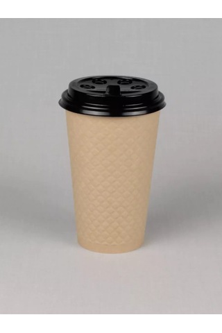 Softhomecraft Kağıt Bardak Çift Katmanlı 400 Ml 25 Adet, Kraft, Kapaklı 173946827 100 adet