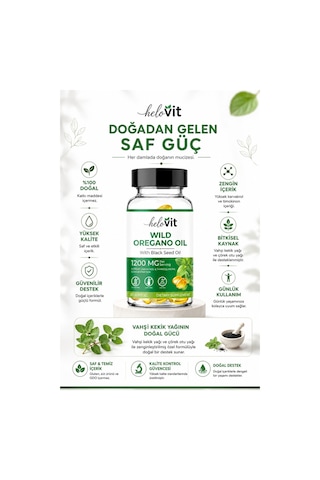 Helovit Wild Oregano Oil 1200 Mg Çörek Otu Yağı İçeren Doğal Vücut Direnci Desteği 30 Softjel