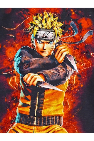 3D Baskılı Anime Naruto Uzumaki Unisex Çocuk Yetişkin Yazlık Siyah Tişört