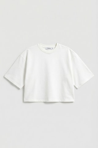 Itsbasic Kadın Kırık Beyaz Renk S6-101 Oversize Bol Kesim T-shirt