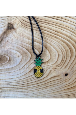 Meyve Gözlüklü Ananas Kolye Unisex Suni Deri İpli Kolye PYTKKOLYE Yavruağzı