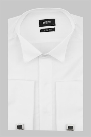 İmza Beyaz Uzun Kol Ata Yaka Slim Fit Dar Kesim Basic Gömlek 1004220060-beyaz Beyaz