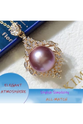 Lüks Doğal Büyük Parçacık Mor Inci Kolye Kolye Basitlik Zarif Atmosfer Klavikula Zinciri Moda Tüm Maç Altın - Beyaz