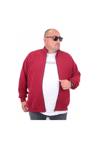 Starbattal Büyük Beden Fermuarlı Hırka Diamond 23281 Bordo-Bordo