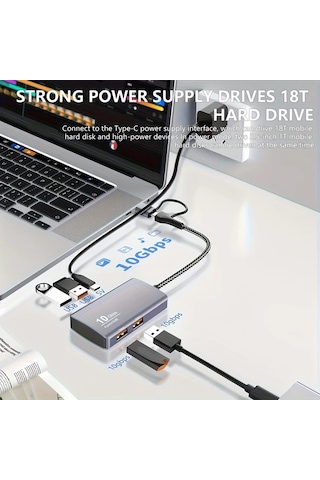 Xuweiwei Vszapower Usb 3.2 Gen2 10gbps 5 İn 2 Usb A 2 Port Ve Usb C 2 Port Hub Laptop İçin Yüksek Hızlı Veri Transfer Arayüzü Usb 3.0 Ve 2.0 Uyumlu
