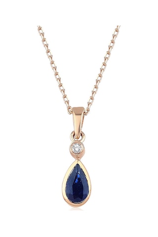 Safir Damla Kolye Rose Gold