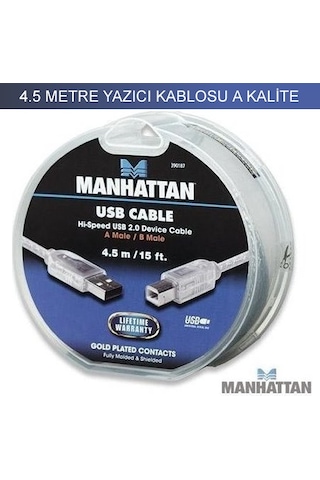 Manhattan Usb Yazıcı Kablosu 390187 4.5Mt / 15Ft. %100 Kalite