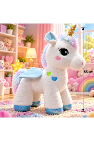 Kanatlı Boynuzlu Unicorn Pony Peluş Oyuncak 55 Cm 046 - Pembe