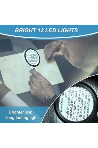 Led Işıklı Büyüteç 30x Büyük Mercekli Okuma Büyüteci Yaşlılar, Öğrenciler, Koleksiyonerler, Madeni Paralar, Pul, Kitap, Harita İçin