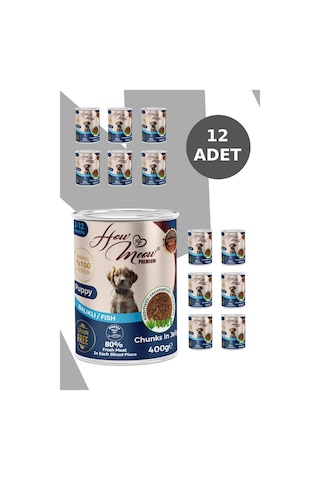 How Meow Jöleli Balıklı Parça Etli Yavru Köpek Yaş Maması 12 x 400 G