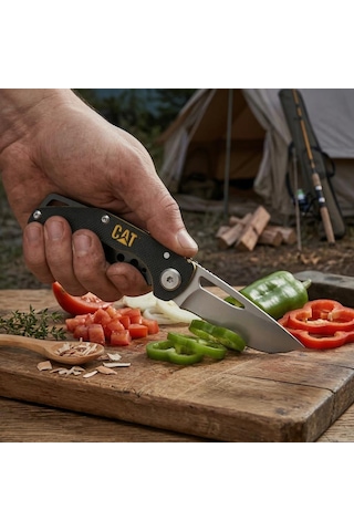 Cat Da980010 Kemer Askı Kancalı Katlanabilir 12cm Paslanmaz Çelik Kamp Çakısı