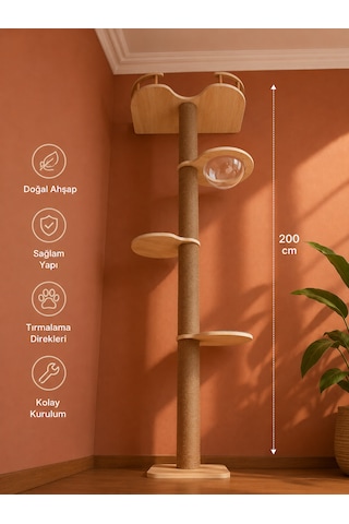 Modern/lüks Kedi Kulesi, Kedi Evi Ve Tırmalama Kulesi, Kedi Kulesi, 2mt Yükseklik