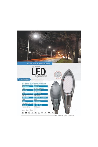 50w Led Yol Sokak Armatür Dls Park Bahçe Çevre Site Bina Dış Meka N11.319