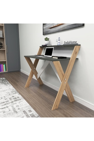 X Ayaklı Ders Çalışma Masası50x90 Cm Antrasit & Çam Antrasit - Ceviz