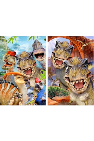 Prime 3d Dinozorlar Ve T-rex Selfie İkili Puzzle 200 Parça 10235