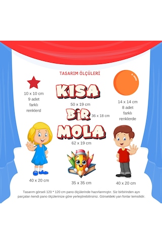 Karne Günü Okul Pano Süsü Kısa Bir Mola Yazılı Kırmızı 7