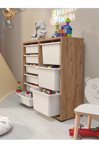 Beyza 9 Sepetli Çok Amaçlı Dolap Oyuncak Dolabı Çam Diğer