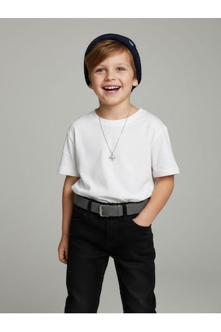 Zekids Erkek Çocuk Kemerli Gabardin Pantolon-16347 Siyah