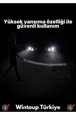 Özel Yüksek Kaliteli Ekstra Kalın Dağcı Dokuma İpli Esnek Yansıtma Reflektörlü Köpek Tasması 130 Cm Çok Renkli
